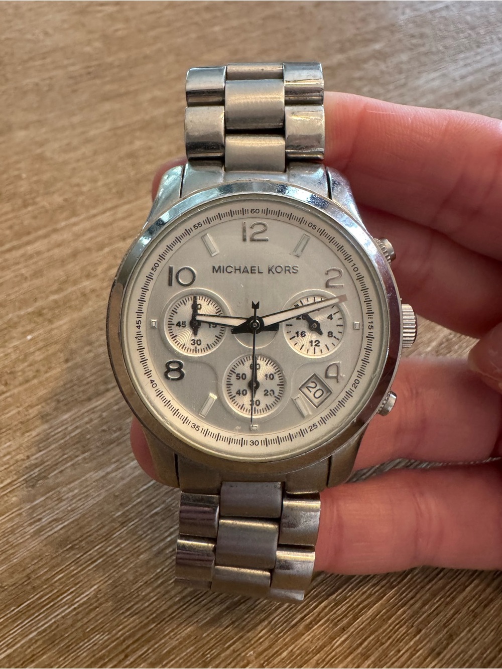 Michael Kors Men's Silver Tone Chronograph Bracelet Watch